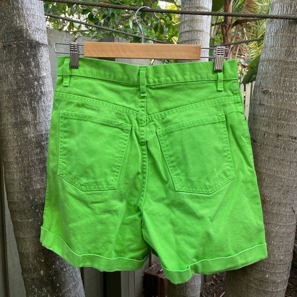 VTG 90's Neon Green High Waisted Shorts - Picture 3 of 3